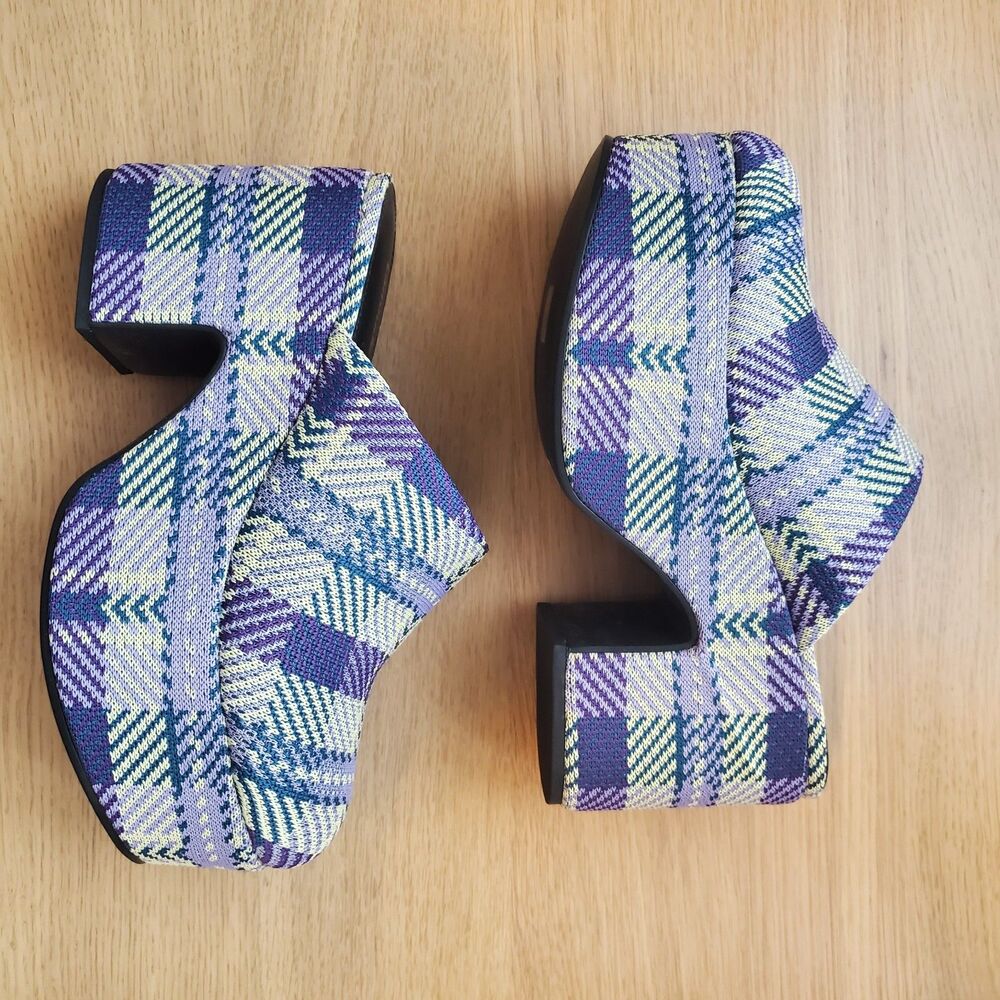 NEW Larroude Miso Purple Plaid Clogs - Picture 7 of 13